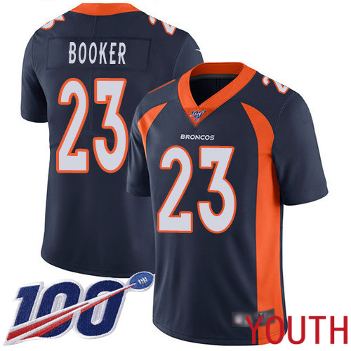 Youth Denver Broncos 23 Devontae Booker Navy Blue Alternate Vapor Untouchable Limited Player 100th Season Football NFL Jersey